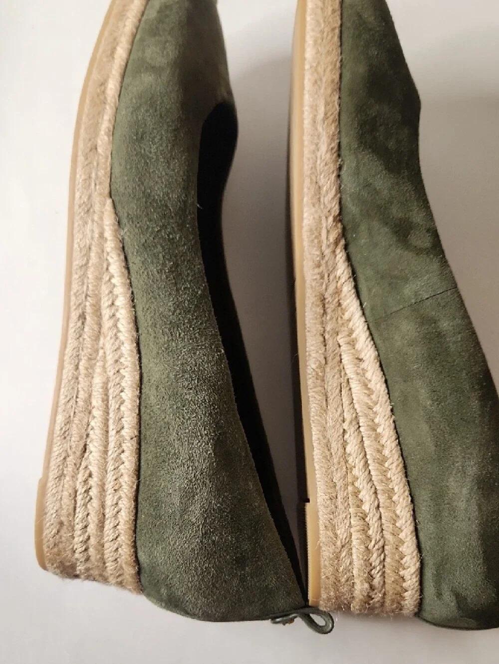 Tory Burch Olive Suede Espadrille Leccio with Natural Jute 10.5 Nwob